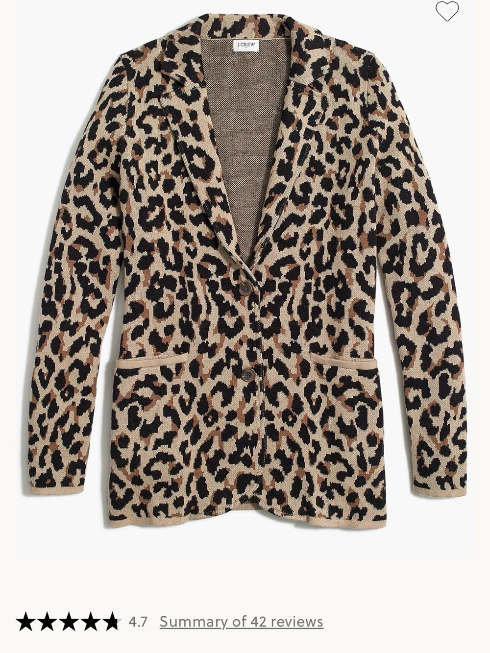 J. Crew Women's Leopard Print Cotton Sweater Blazer - Large - Tan/Black